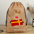 Custom 9 x 14 Zoll personalisierte dauerhafte Jute Fabric -Draw -String -Hessia -Geschenktüten mit Kundenlogo -Druck